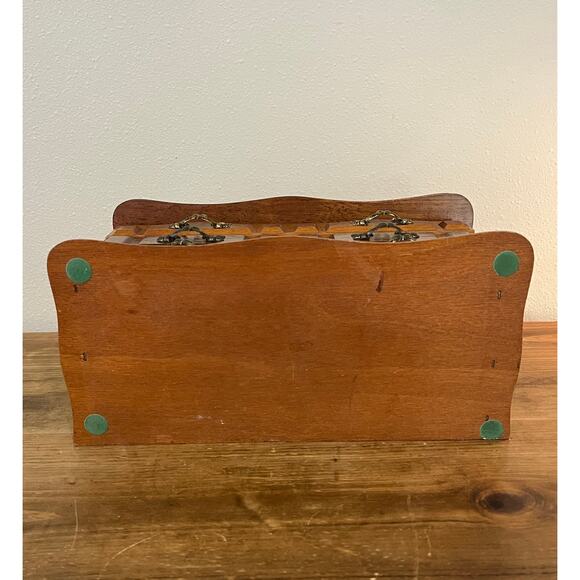 Vintage Wooden Jewelry Box Chest with Mirror 3 Drawers Felt Lined Ring Storage - Picture 13 of 16